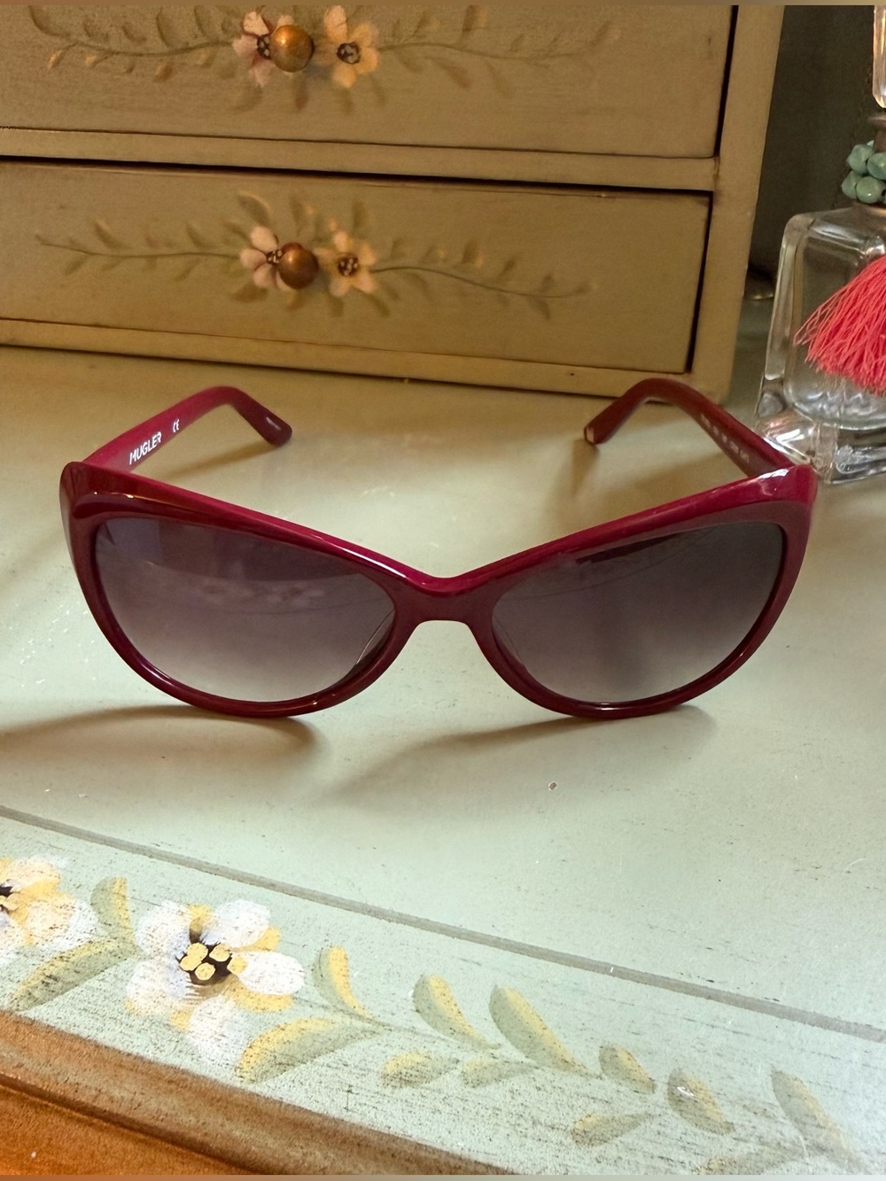 Mugler Burgundy Wine Cat-Eye Sunglasses